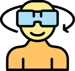 Poster - Man is smiling while experiencing three hundred and sixty degree vision with virtual reality technology