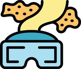 Poster - Virtual reality headset showing underwater world with corals, vr entertainment concept
