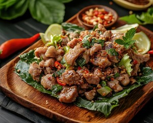 Wall Mural - Thai Isaan pork larb salad