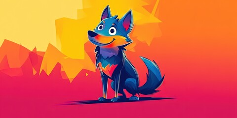 Wall Mural - a minimalistic digital drawing of a humoristic adult cartoon wolf, 