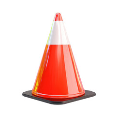 A bright orange traffic cone standing on a black base, symbolizing road safety and construction zones.