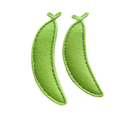 Two vibrant green pea pods showcasing a playful and fresh design, perfect for culinary and gardening themes.