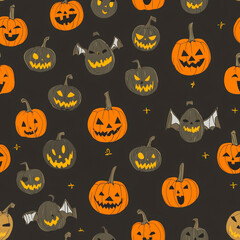 Wall Mural - Halloween monsters set pumpkins pattern for wrapping paper and fabrics.