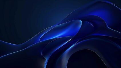 Fototapete - Abstract background. Windows wallpaper, digital art logo, minimalistic design, dark blue with neon glow, sleek and modern style