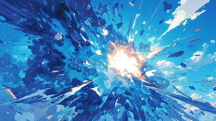 Water explosion effect in anime style background