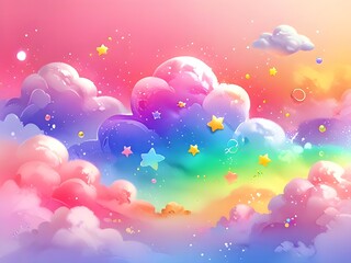 Sticker - Rainbow Clouds and Stars