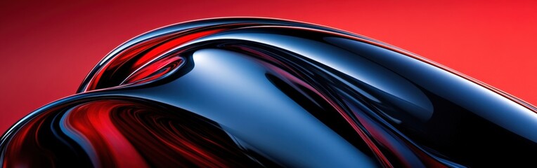 Wall Mural - Abstract black and red waves flowing with smooth glossy curves