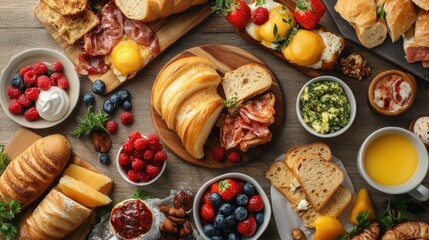 Wall Mural - flat lay of a French break foods