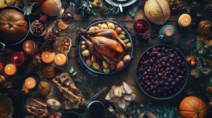 flat lay of a Thanksgiving foods