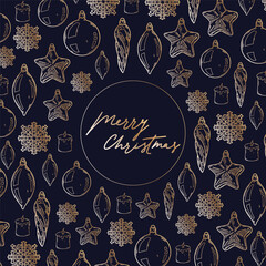 Wall Mural - merry christmas and happy new year retro banner template, greeting card. vector background with chri