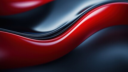 Wall Mural - Abstract black and red waves flowing with smooth glossy curves