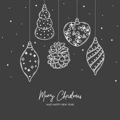 Wall Mural - merry christmas and happy new year retro banner template, greeting card. vector background with chri