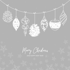 Wall Mural - merry christmas and happy new year retro banner template, greeting card. vector background with chri
