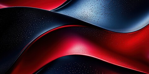 Wall Mural - Abstract black and red waves flowing with smooth glossy curves