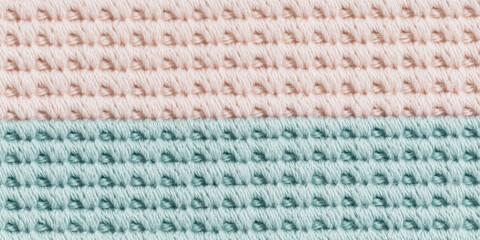 Wall Mural - Texture of knitted textile. Woolen warm woven fabric surface in pastel color. Abstract background with copy space.