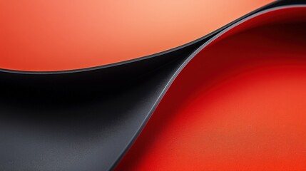 Wall Mural - Abstract black and red waves flowing with smooth glossy curves