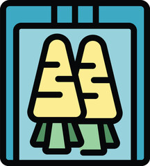 Poster - Icon illustration of fresh carrots growing from smartphone screen, promoting farm to table food delivery services