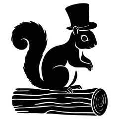 Wall Mural - Squirrel in Top Hat