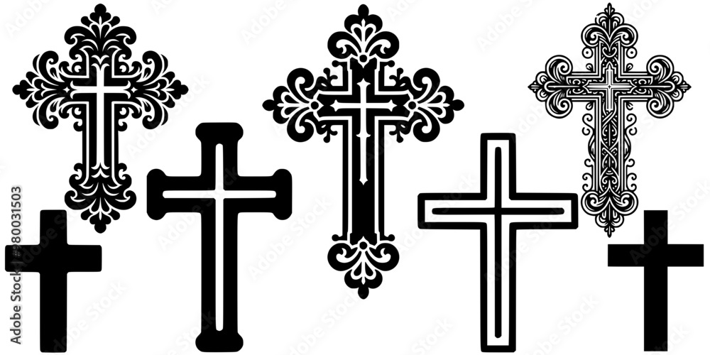 Cross SVG, Crosses SVG, Cross Bundle, Cross Set SVG, Christian SVG, Catholic SVG, Faith SVG, Religion SVG, Tradition SVG, God SVG, Cross Silhouette, Cross Design, Cut file for Cricut SVG, JPG, PNG