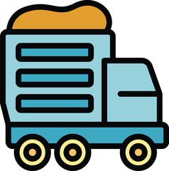 Poster - Full tipper truck transporting sand for construction industry, building and manufacturing process