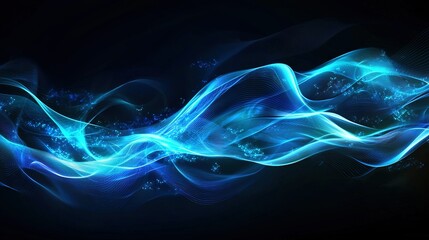 Wall Mural -   A black background with a wave of blue light