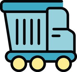 Poster - Blue tipper truck transporting building materials on a construction site