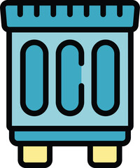 Poster - Blue electric heater warming up a room, providing heat for comfortable temperature