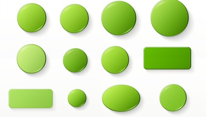set of green buttons, circle, square