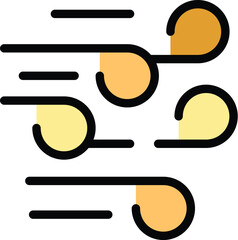 Poster - Simple icon showing wind blowing with gusts of air showing the direction of the wind