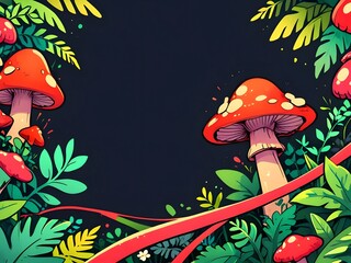 Sticker - Mushrooms and Foliage Frame