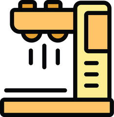 Poster - Yellow and black icon of a professional coffee machine making espresso using hot water