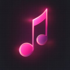 Wall Mural - Minimalist Pink Music Note   Icon with Neon Gradient