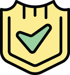 Poster - Yellow shield displaying a green check mark icon, representing security approval