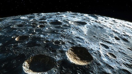 Canvas Print -   A close-up image of the lunar surface, featuring multiple craters or holes