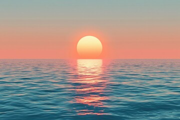 Wall Mural - Sunset Reflected on a Calm Ocean Surface