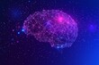 © Leo Rohmann - Abstract purple and blue brain floating in space surrounded by glowing neural networks representing cosmic intelligence thought expansion and infinite potential of human mind in a surreal setting
