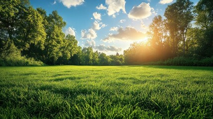 Poster - Sunlit Meadow Landscape