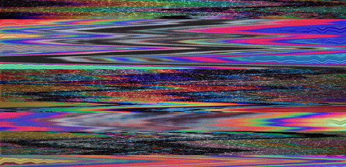Aufkleber - Digital representation of a television screen with static interference, displaying various colored lines and patterns. A monitor that shows failures, malfunctions, and lack of a clear signal.