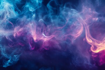 Wall Mural - Abstract colorful smoke swirls on black background, vibrant colors