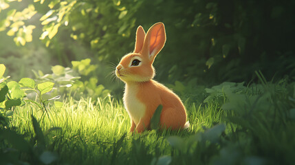 Rabbit sitting quietly in a grassy area.


