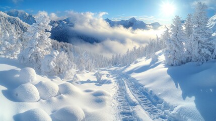 Canvas Print - Snowy Mountain Landscape