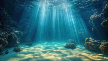 Poster - Sunlight Beams Through Ocean Water