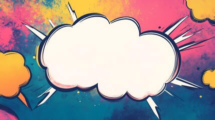 Wall Mural - White Speech Bubble with Colorful Background