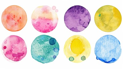 Wall Mural - Set_of_colorful_watercolor_hand_painted_round_sh