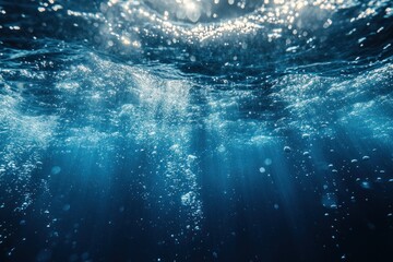 Canvas Print - Underwater Sunbeams and Bubbles