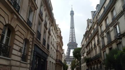 The_eifel_tower_in_Paris_from_a_tiny_street