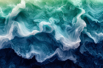 Poster - a gradient of colors from deep blue to bright green in a flowing, liquid pattern. concept of fluid c
