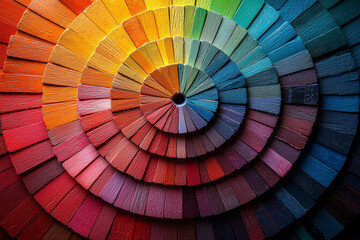 Canvas Print - A close-up of a color wheel with a rich variety of hues, showing the full spectrum of shades. Concept of color theory and harmony.