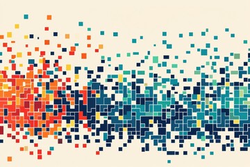 Wall Mural - abstract geometric pattern with colorful squares on a cream background