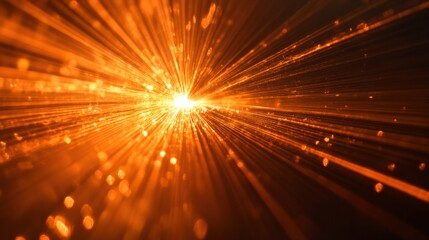 Wall Mural - a bright beam of orange light shining through a translucent surface, creating delicate reflections a